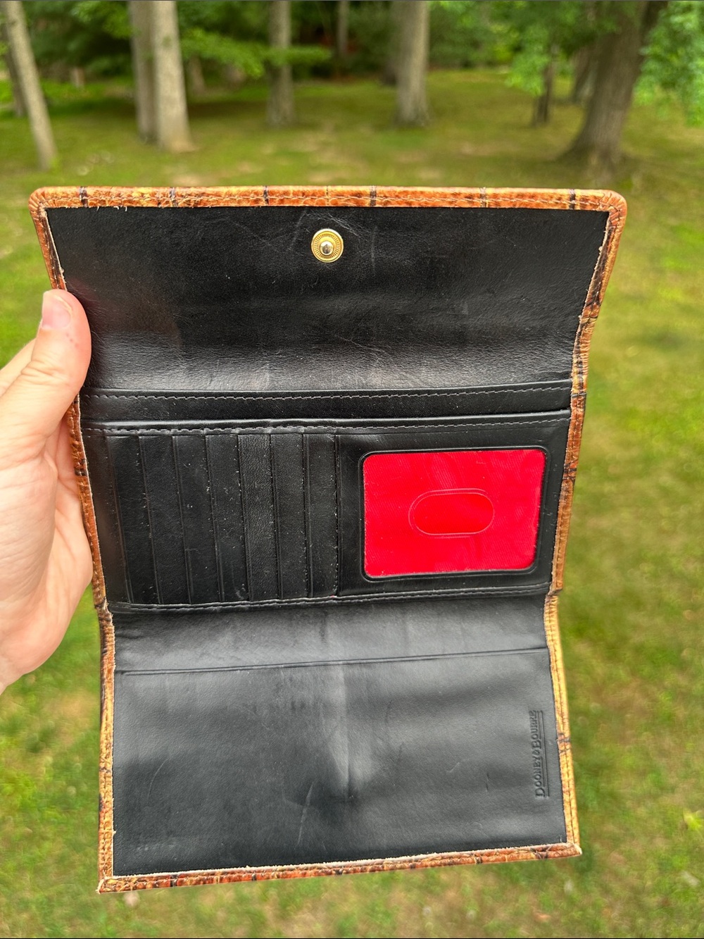 Dooney & Bourke Croc-Embossed Leather Wallet in Distressed Tan and Brown - Picture 11 of 16